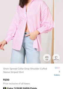 SHEEN Pink Striped Collared Shirt
