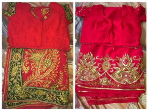 Stunning Red Embroidered saree combo 2