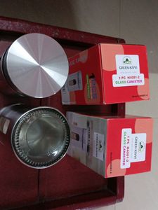 NEW STEEL &amp; GLASS STORAGE CONTAINER