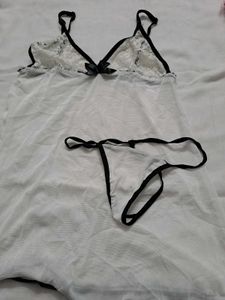 Women's Sheer Lace Babydoll Nightgown