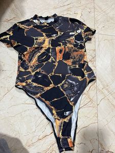 Stylish Marble Print Bodysuit