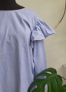 ZaRA Ruffle Sleeve Striped Blouse