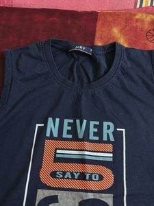 Men's Navy Blue Sleeveless Graphic T-Shirt