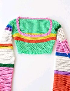 Crochet Rainbow Cute Crop Top