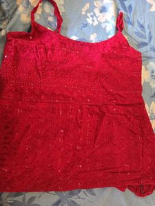 Red Sequined Ethnic Blouse