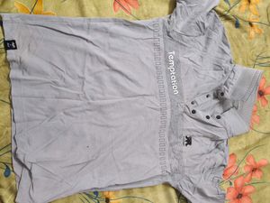 Grey Casual Polo T-Shirt