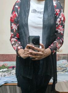 Floral Sleeve Sheer Cardigan