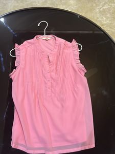 Ruffle Sleeve Pink Blouse