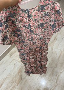 savana Floral Ruched V-Neck Mini Dress