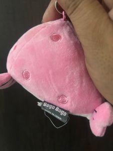 pink puffer fish or whale keychain plush from