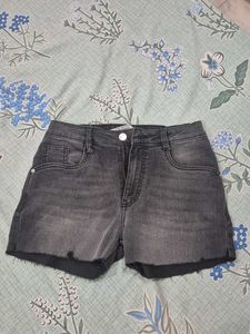 Grey Denim Shorts