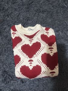 Heart Pattern Knit Sweater