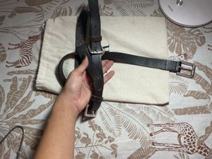 ZARA TRIPLE  BUCKLE  Leather Belt