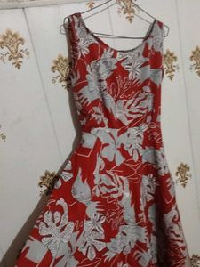 Stylish Red Floral Midi Dress