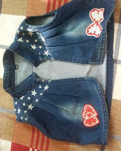 Short Blue Denim Jacket For Girls