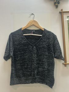 Shiny knit Grey Top