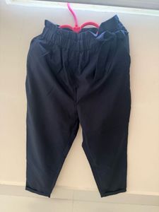 Chic Navy Paperbag Waist Pants with Bow Accent