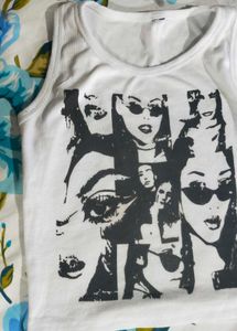Graphic Print White Tank Top
