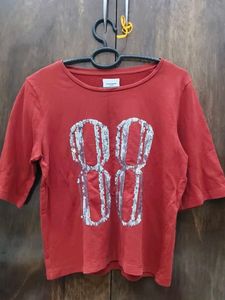 Red Sequin Detail Top