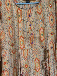 Vibrant Ethnic Printed with mirror work Kurta