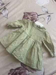 white and sage green combo dress