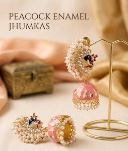 Newly Arrived -Peacock Enamel Jhumkas