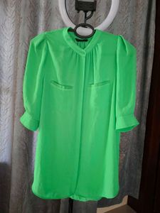 Sisley Vibrant Green Button-Up Top