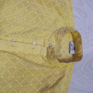 Yellow Embroidered Kurta