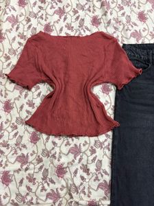 Ribbed Short Sleeve Top