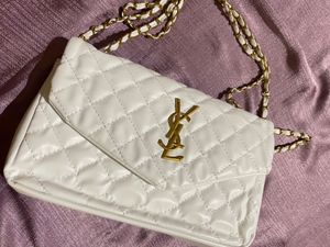 YSL White Quilted Chain Bag
