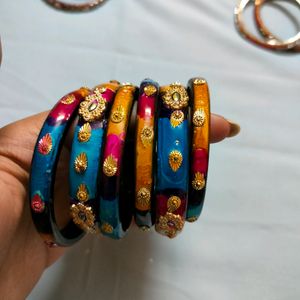 Bangles Set / Chudi Set Of 2 Kada Bangle And 4 Small Bangles