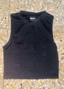 Sleek Black Sleeveless Crop Top