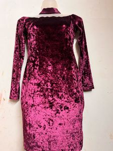 Burgundy Velvet Choker Dress