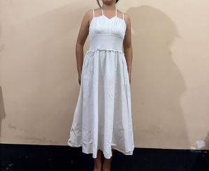 White Smocked Maxi Dress