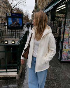 Cozy Off-White Sherpa Zip-Up Jacket