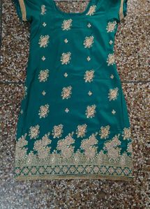 Teal Embroidered Kurta Set with Dupatta