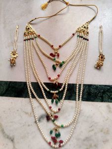 Brand New Elegant Marble Pearl Necklace Set