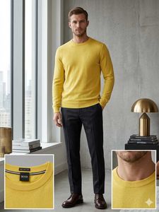 Men's BOSS Yellow Crew Neck Sweater