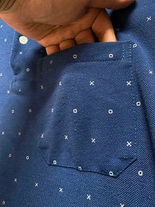 Men's Blue Patterned Polo Shirt