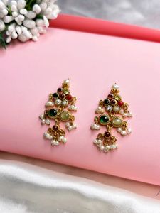 Pure Silver Navratan Earrings  925