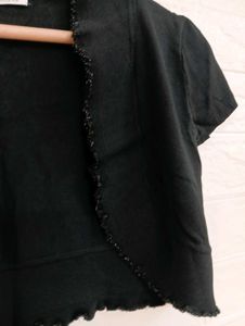 Chic Black Cropped Bolero Shrug