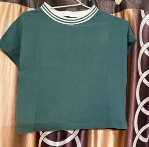 Green Striped Neck T-Shirt roadster