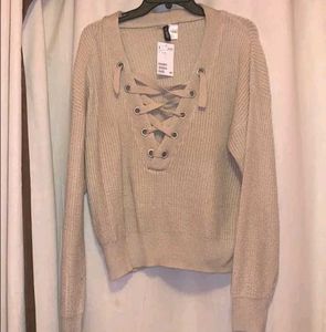 Lace-Up Knit Sweater top