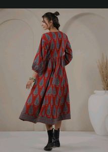 Bohemian Red Printed Midi Dress