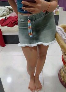 Denim Shorts with Lace Trim
