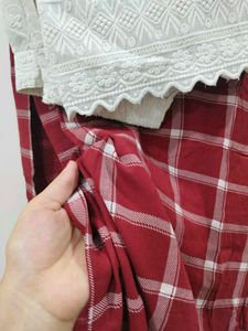 Maroon Checked Plazzo Kurta Set
