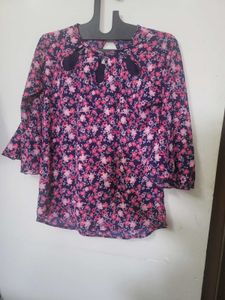 Floral Print Bell Sleeve Top