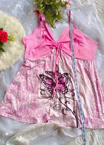 Pink Butterfly Print Dress