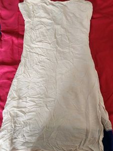 White Kurta with Black Geometric Print