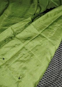Lime Green Saree with Black Lace Border